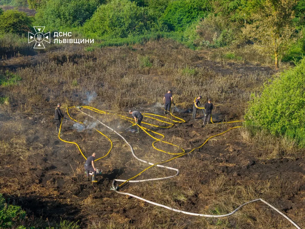 Торфовища на Львівщині тліють: ДСНС бореться з прихованими осередками вогню