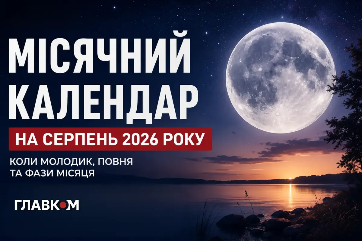 Місячний календар на серпень 2026: дати молодика та повні