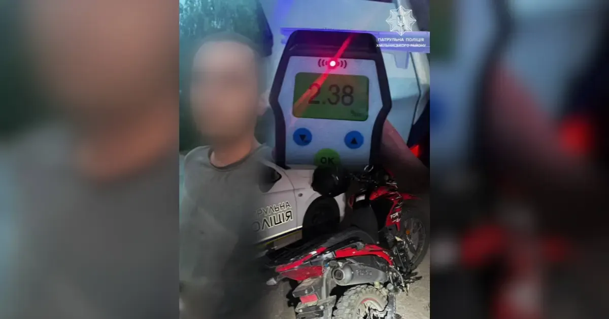 Мотоцикліст на Вінниччині перевищив норму алкоголю майже в 12 разів