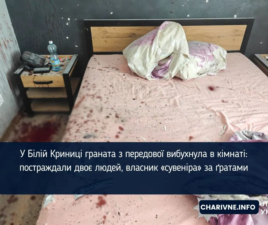 Граната з передової вибухнула в оселі: двоє поранених, підозрюваний під вартою