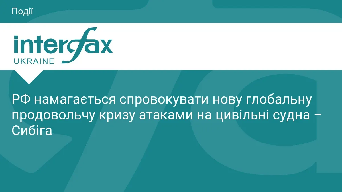 Сибіга: атаки РФ на судна можуть спричинити нову продовольчу кризу