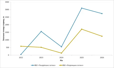 Пожежі на Херсонщині: вогонь знищив третину суходолу Тендрівської затоки