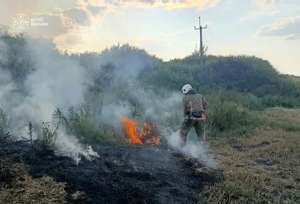 Пожежі на Волині: скляна пляшка та необережність стали причинами займань