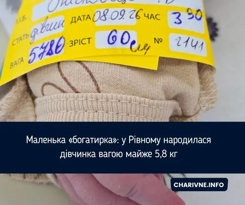 У Рівному народилася дівчинка-«богатирка» вагою майже 5,8 кг
