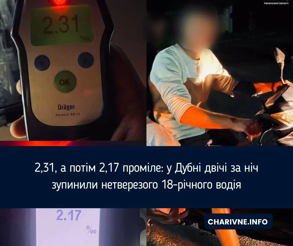 У Дубні 18-річний водій двічі за ніч сів за кермо напідпитку