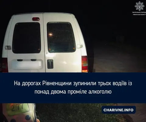 Троє водіїв із понад 2 проміле: патрульні зупинили порушників на Рівненщині